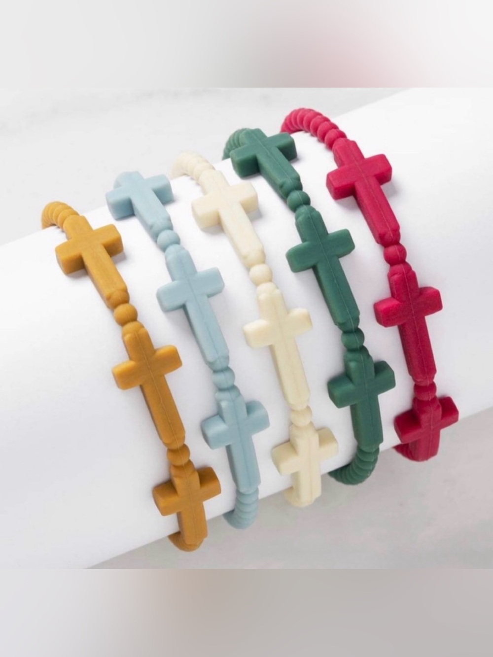 Plunder Design Colorful Silicone Stretch Cross Bracelet Set Harvest Colorway